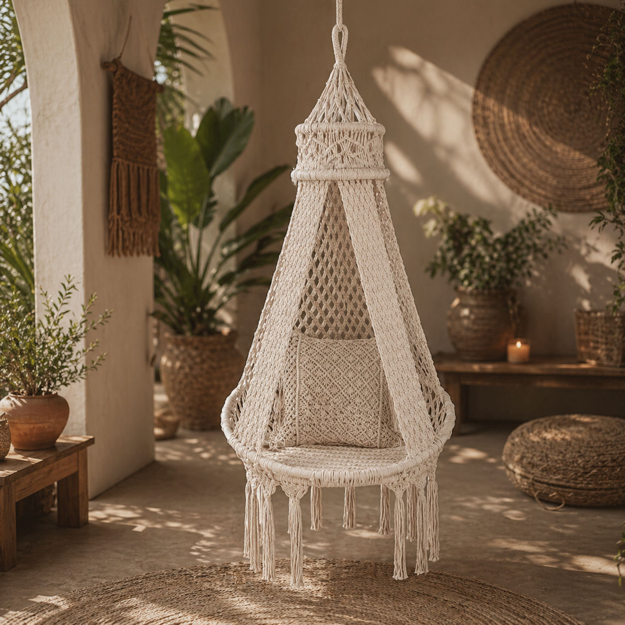 Handcrafted Macrame Hammock Perfect for Relaxation and Style